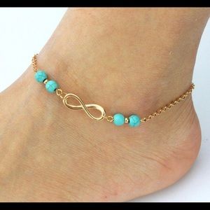 Gold Plated Turquoise Infinity Anklet